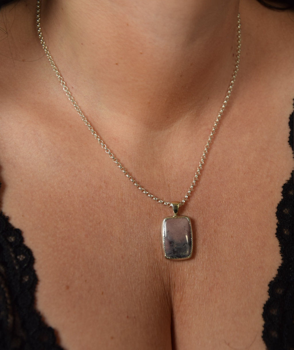 Porcelain Jasper Cushion Rectangle Pendant
