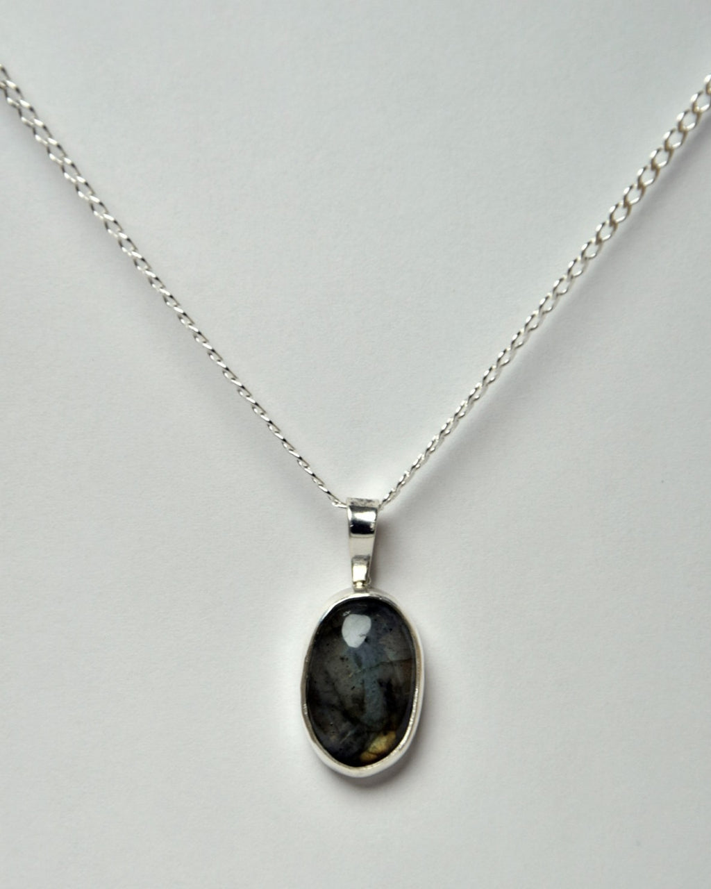Peacock Labradorite Dainty Oval Pendant (#3)