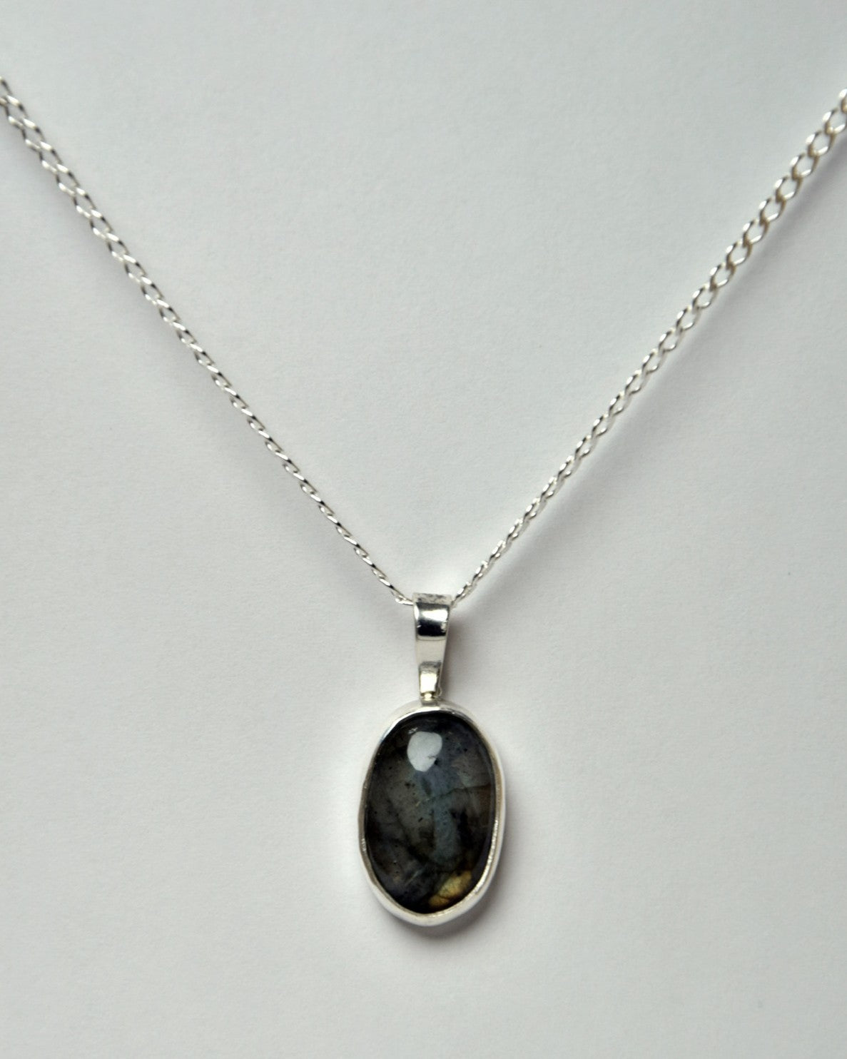 Peacock Labradorite Dainty Oval Pendant (#3)