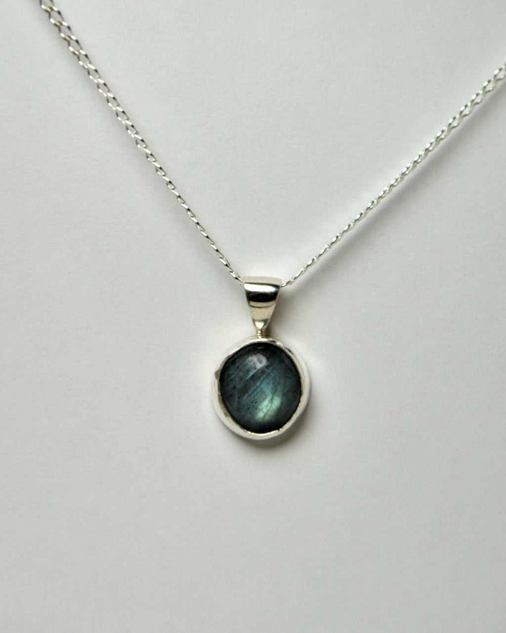 Peacock Labradorite Dainty Oval Pendant (#2)
