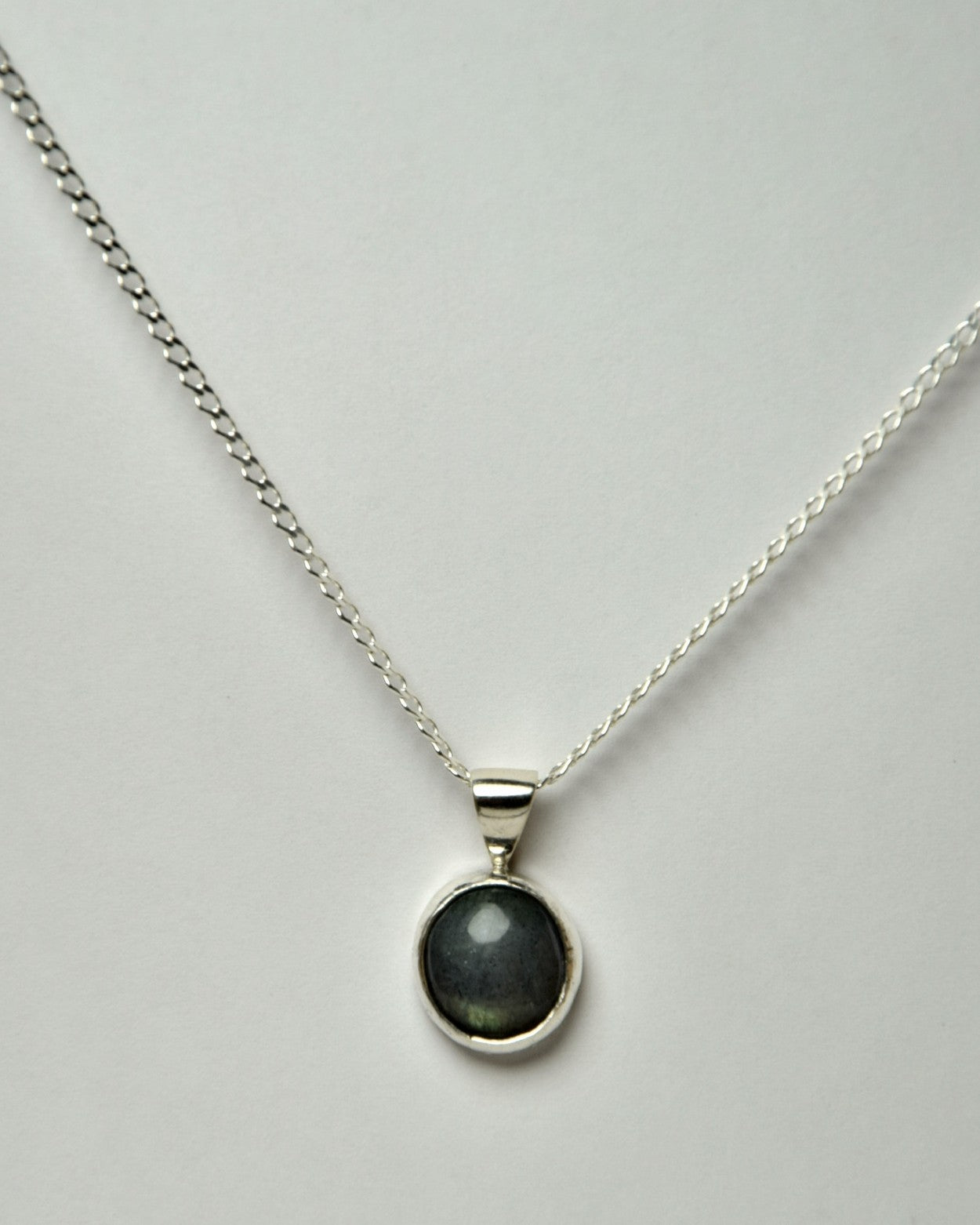 Peacock Labradorite Dainty Oval Pendant (#1)