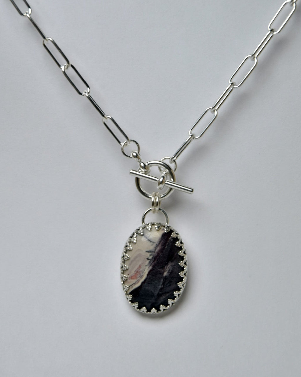 Porcelain Jasper Oval Queen Pendant Toggle Clasp