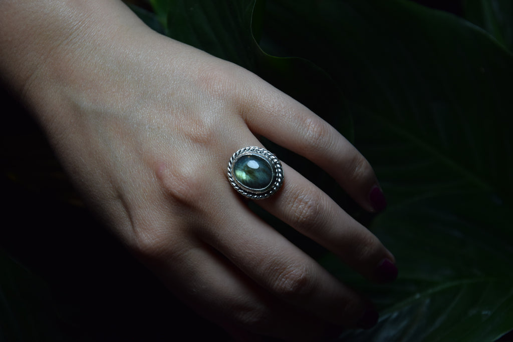 Peacock Labradorite Mood Ring (#1) (Size 6.5)