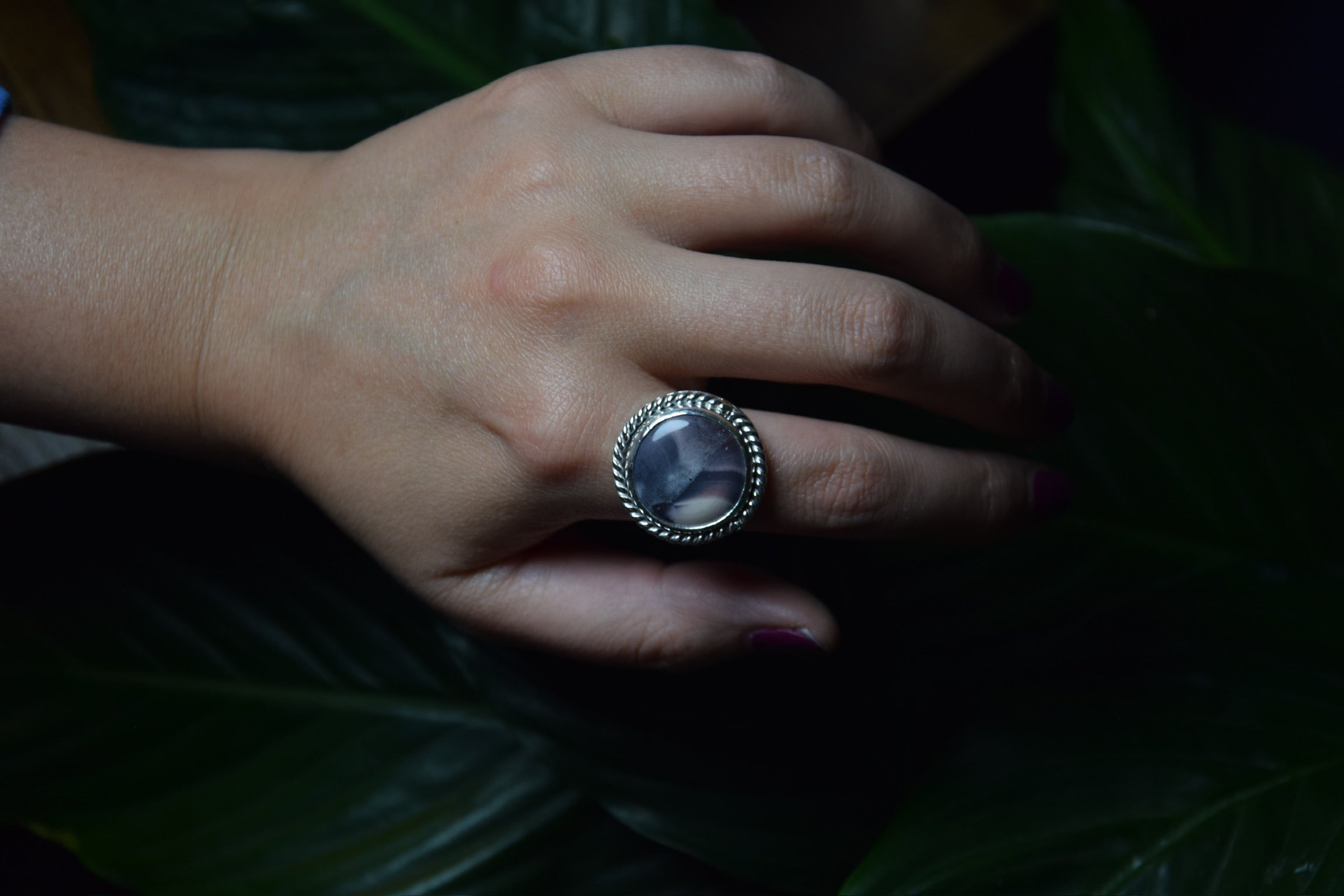 Porcelain Jasper Rope Bezel Ring (Size 7.25)
