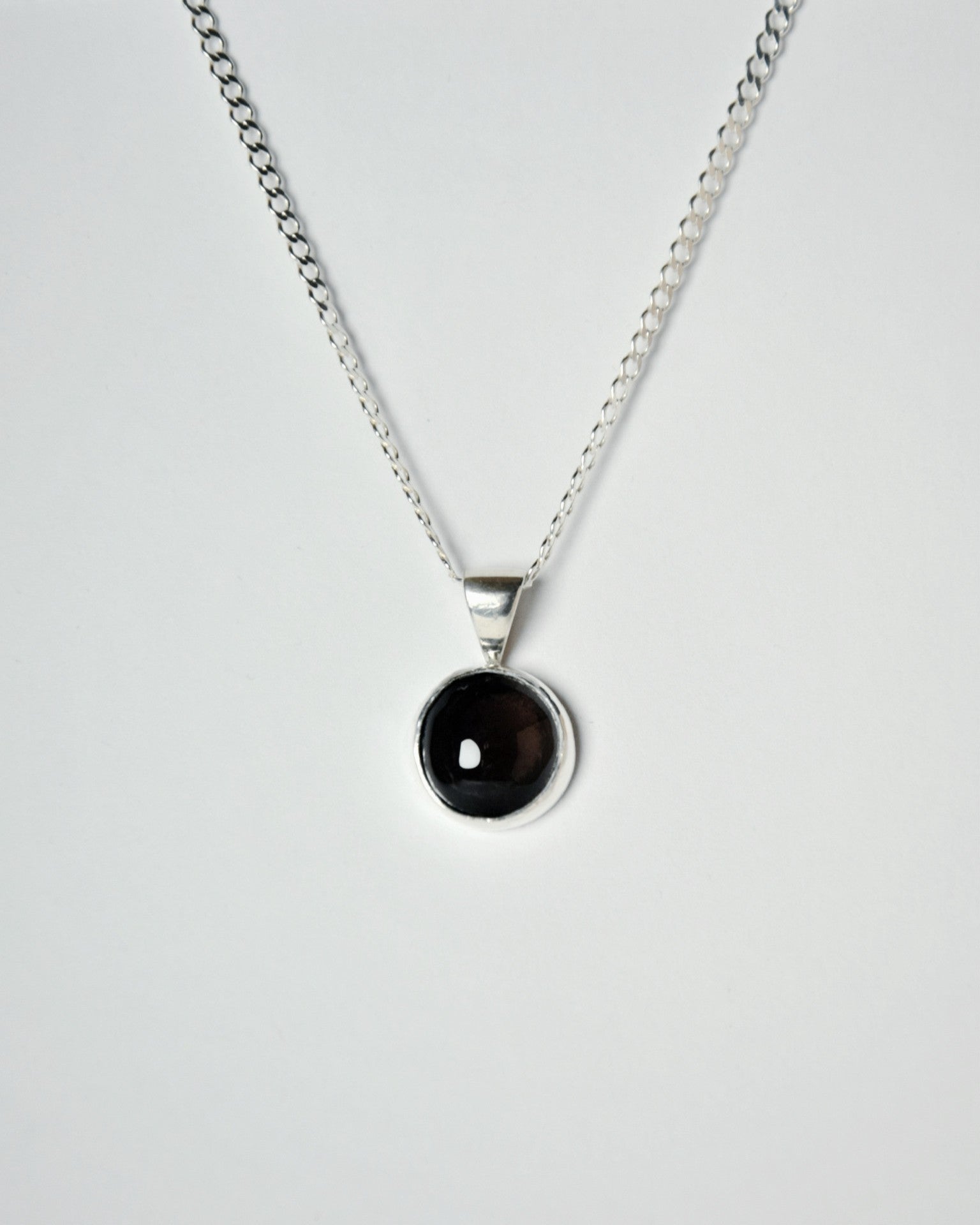 Obsidian Dainty Oval Pendant
